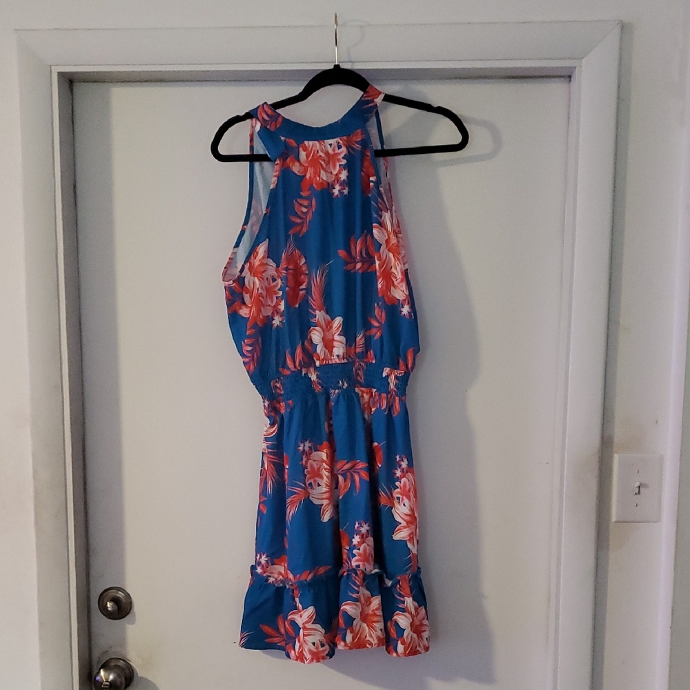 Cupshe Blue Floral Halter Dress